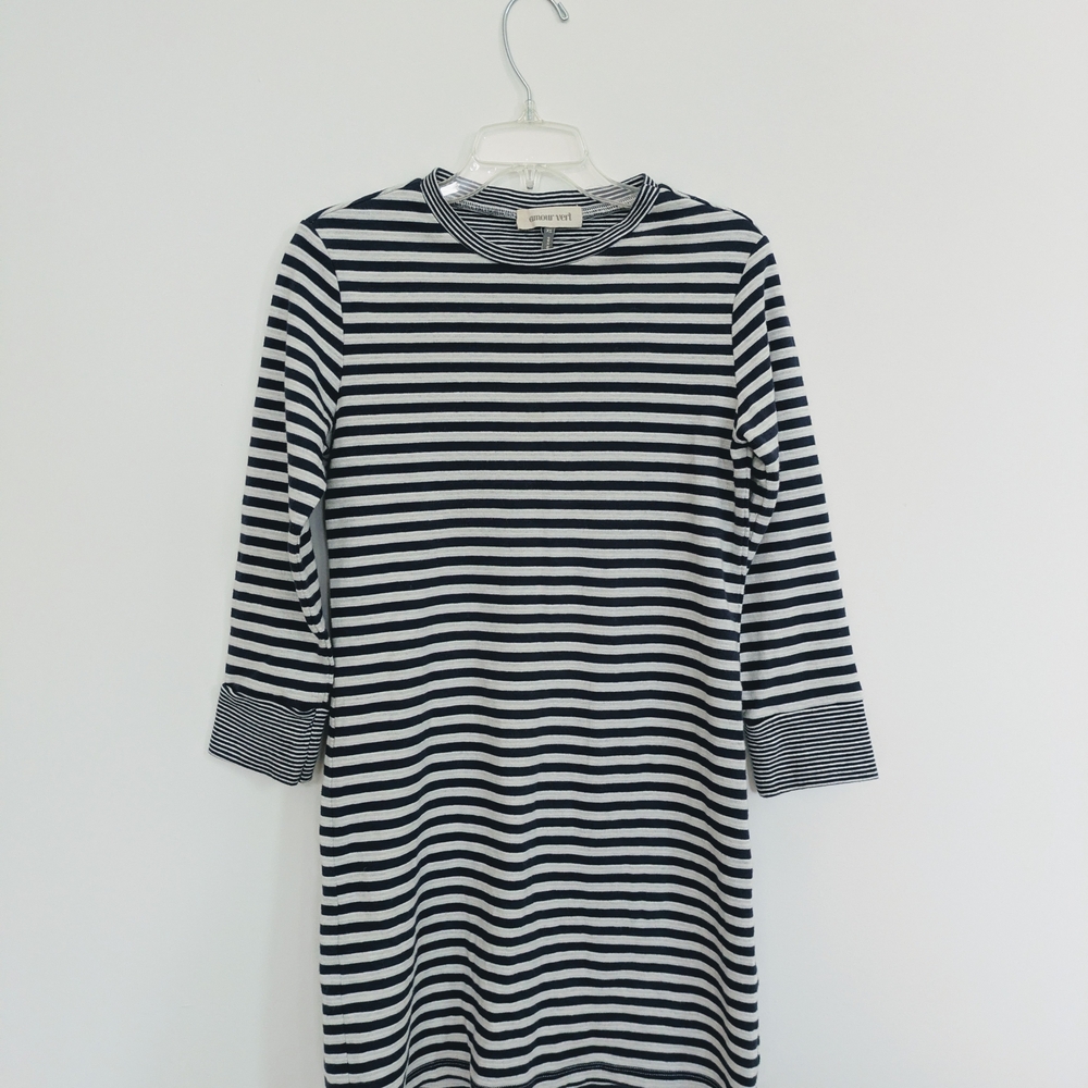 Amour Vert XS Navy and White Striped Dress